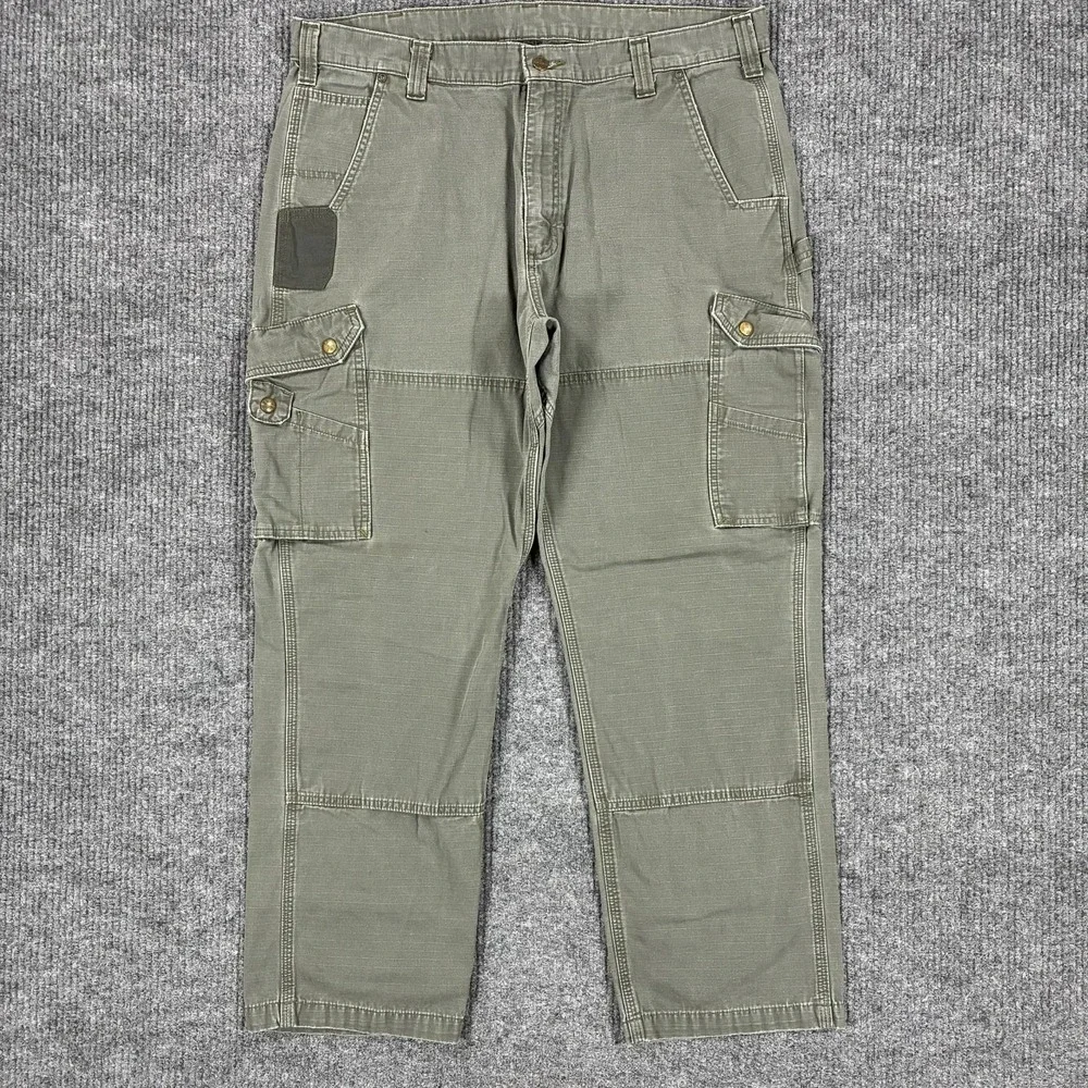 Carhartt Cargo Pants Mens 40x30 Green Canvas Relaxed Fit Utility Workwear